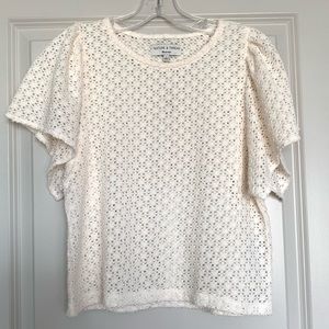 texture & thread eyelet flutter-sleeve top
